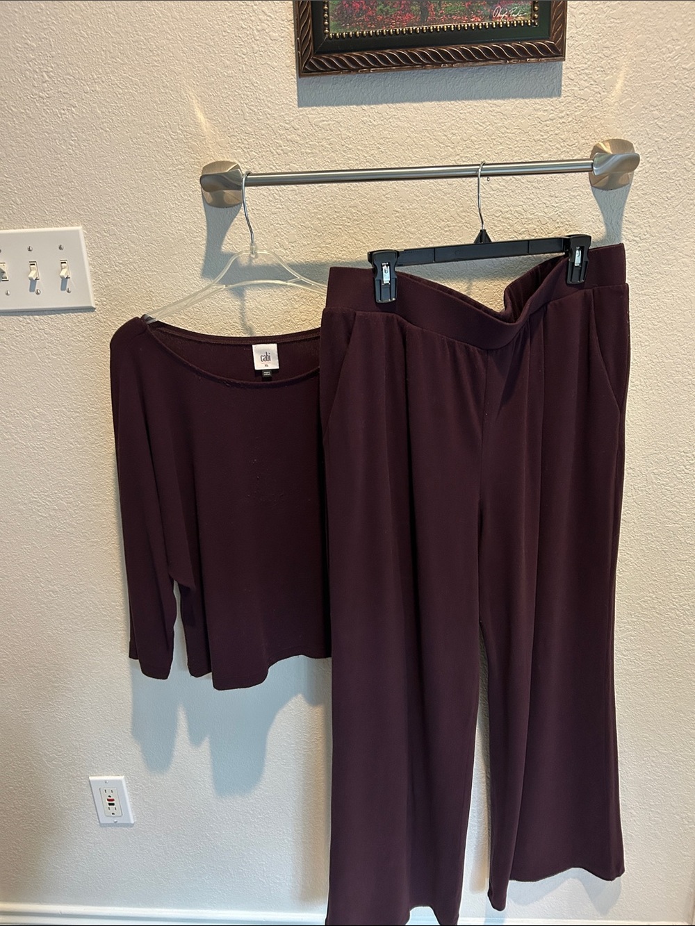 CAbi Women's Plum Two-Piece Wide-Leg Set